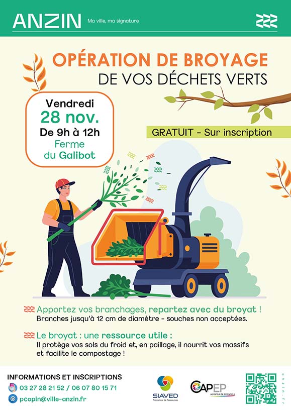 Opération de broyage de vos déchets verts